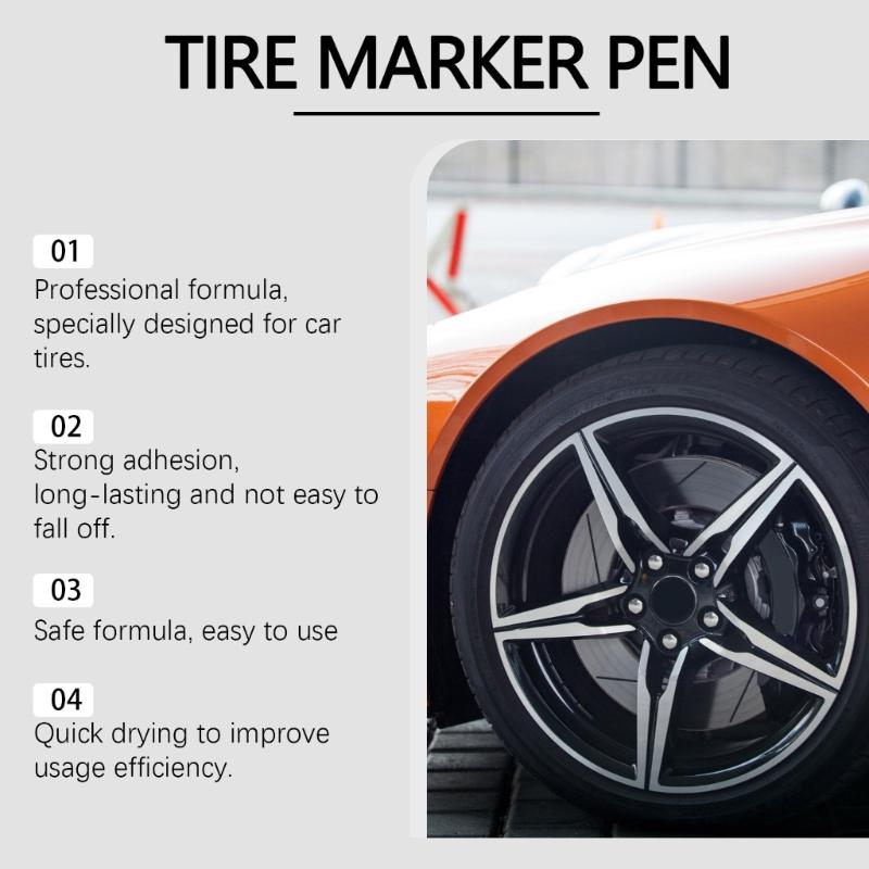 4PCS Ergonomic White Tire Paint Pens Marking Tool Weatherproof Tire Marking Kit For Automotive Motorcycle Bicycles Tires
