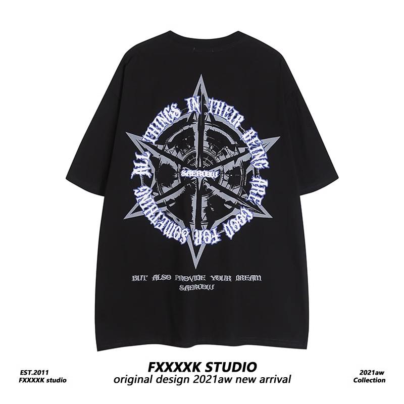 American Retro High Street Short-Sleeved T-shirt Men's High-Grade Ruan Shuai Oumei Top T-shirt Fashion Brand Couple