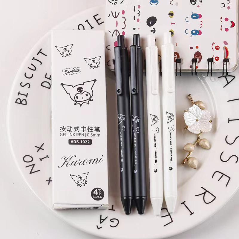 

4Pcs Cute Cartoon Neutral Pen High Appearance Simple Pressing Gel Pen Creative Smooth Writing Signature Pen School Supplies
