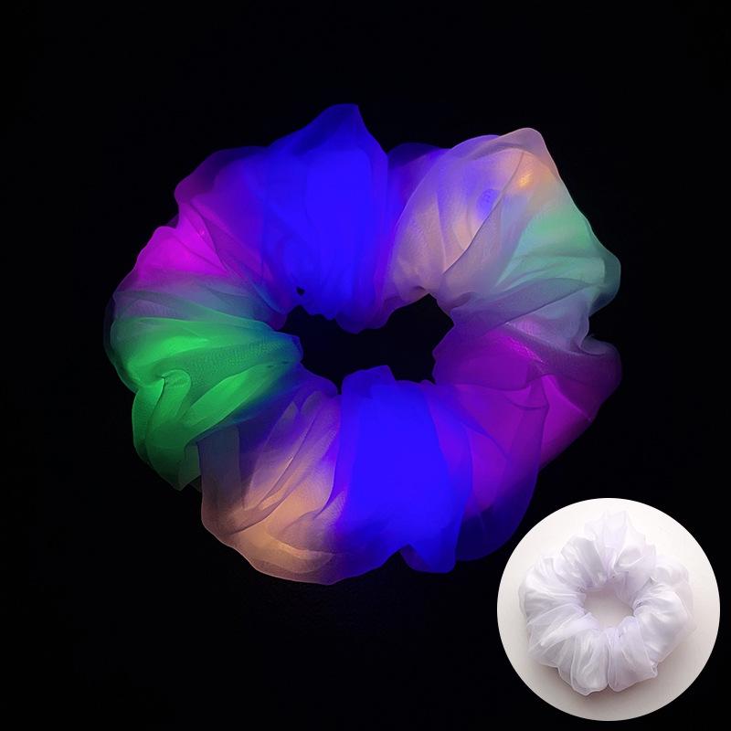 LED Işıklı Parlak Saten Noel Saç Tokası - Amerikan ve Avrupa Stilleri için Kalın Bağırsak Scrunchie Saç Aksesuarı