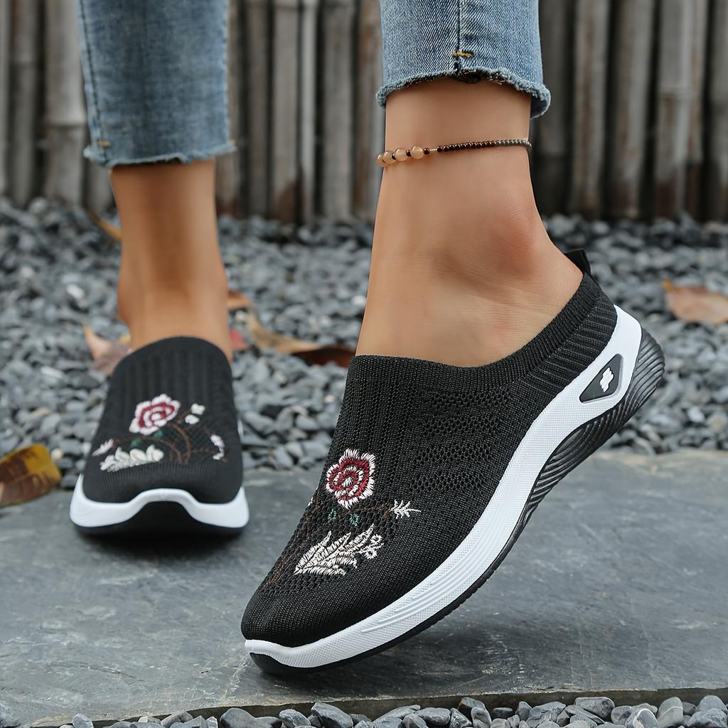 Easy Slip-On Lazy Slides Chinese Style Mesh Upper Shoes Spring Summer Outdoor Home Casual, Women Shoes(The Sizing Runs Big)