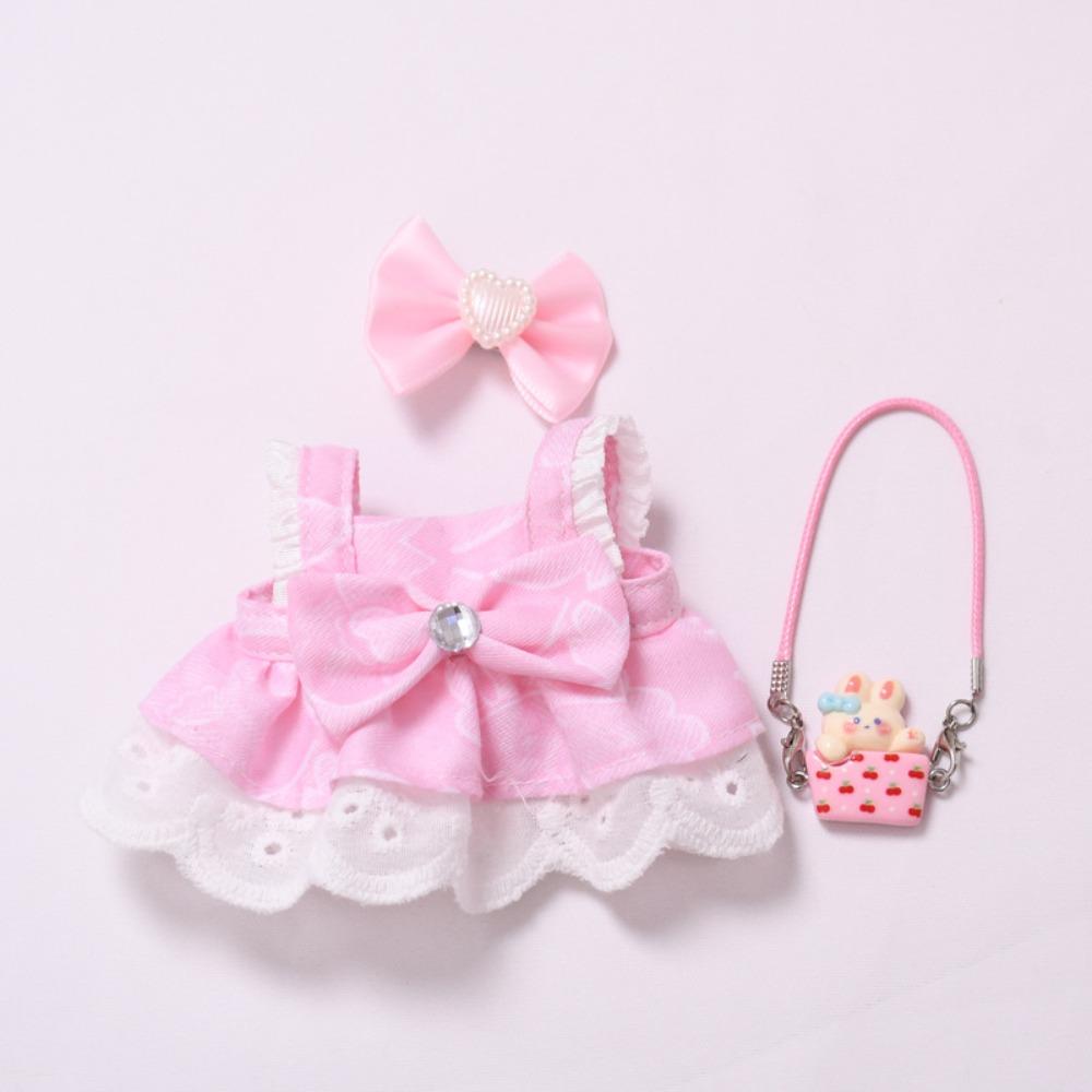 Hasentasche Labubu Puppenkleid Schleife 17cm Plüschpuppen Kleidung Baumwollpuppen Zubehör