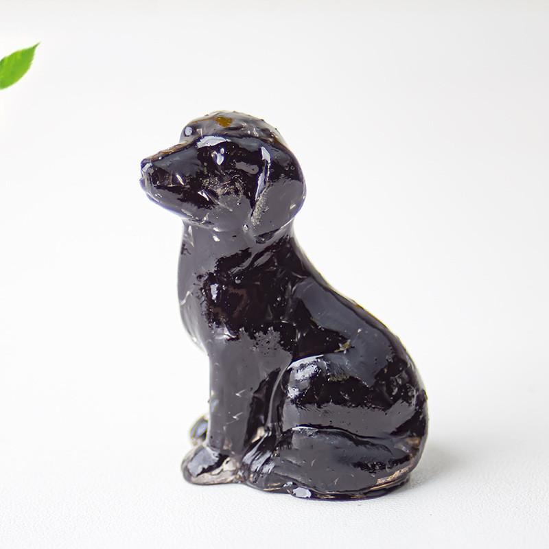 Resin Dog Figurine With Natural Crystal For Office Desk Decor And Home Gift