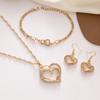 Exquisite Double Heart Necklace Earrings Bracelet Jewelry Set Charm Ladies Jewelry Fashion Bridal Accessory Set Romantic Gifts