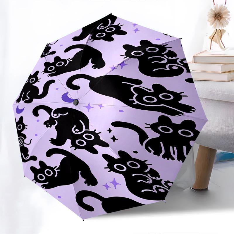 Cats, Purple- Automatic umbrella,Suitable for Men and Women, Travel, Daily Compact Umbrella, Outdoor Accessories,Gifts for Fashion Lovers0904b
