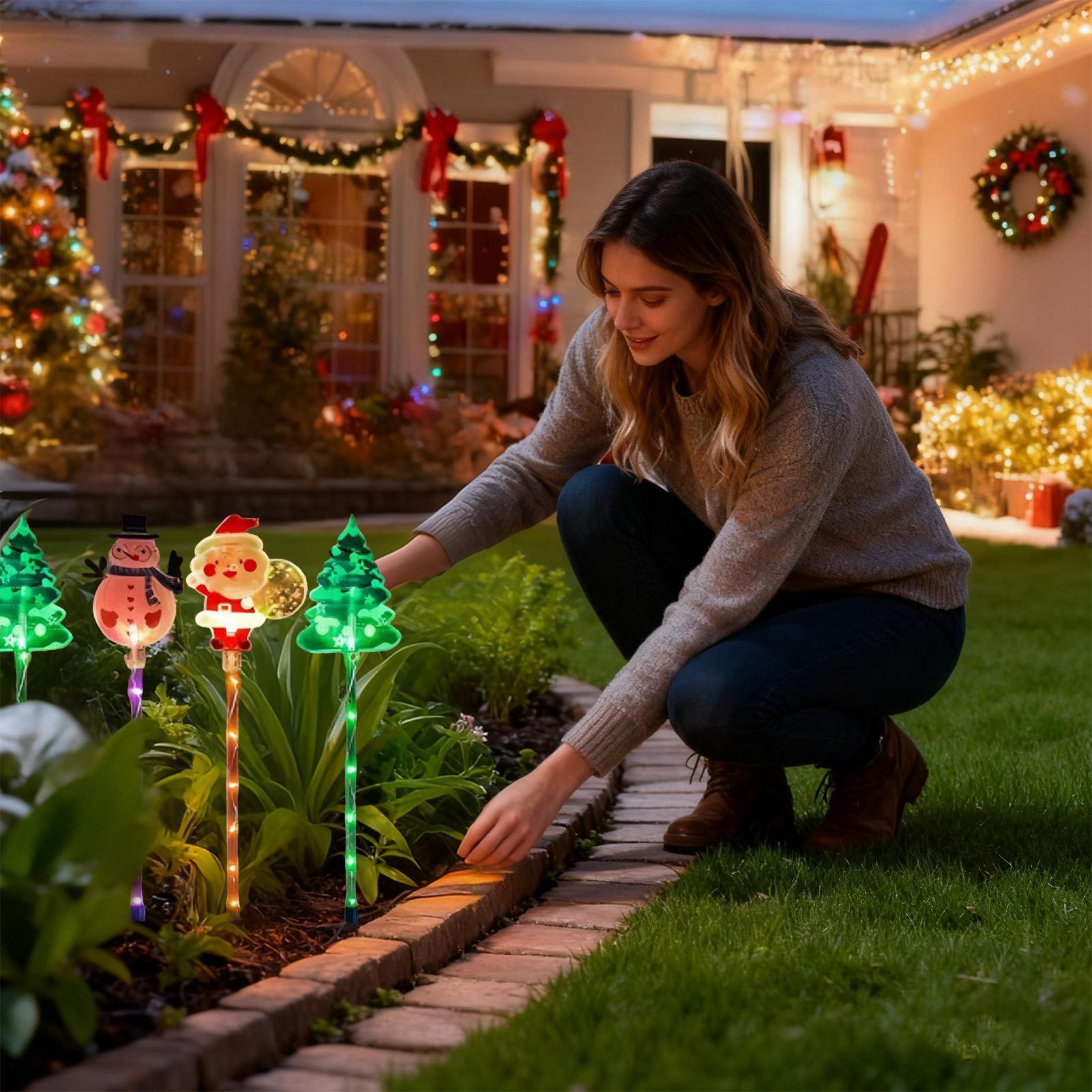 

Solar Christmas Pathway Lights 6 Pcs Snowmen Santa Claus Garden Stakes Figurine Lights for Outside Lawn Patio Walkway Yard Decor China Mainland