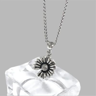 Neue Mode Persönlichkeit Kreative Sonnenblume 925 Sterling Silber Schmuck Damen Retro Alte Blume Anhänger Halsketten TYB356