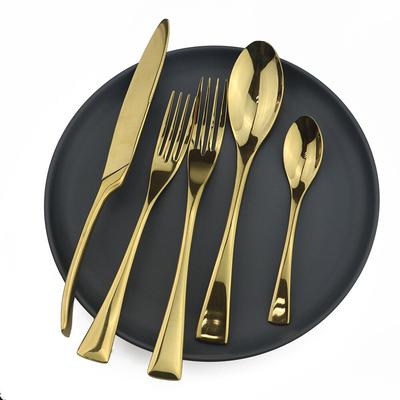 Luxury Shiny 5Pcs Portable Travel Cutlery Dinnerware Set Knife Fork Spoon Dessert Fork Teaspoon Tableware Set Stainless Steel
