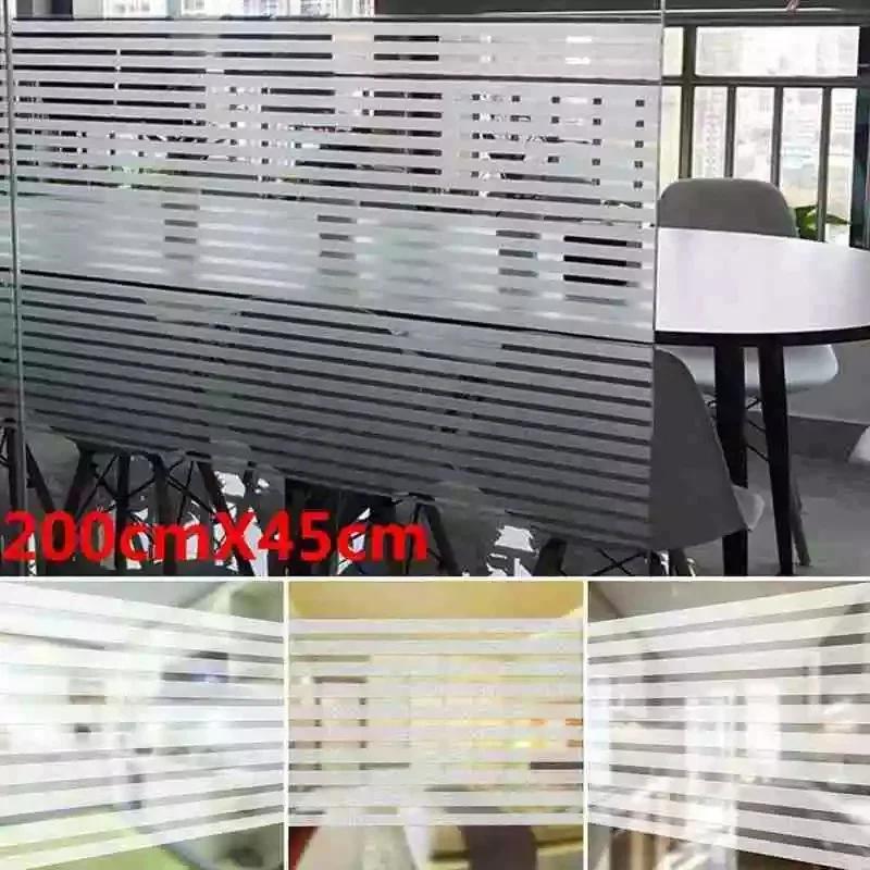 Horizontal Stripe Office Bathroom Decorative Film Electrostatic Adhesive-free Glass Decorative Window Film Wall Sticker
