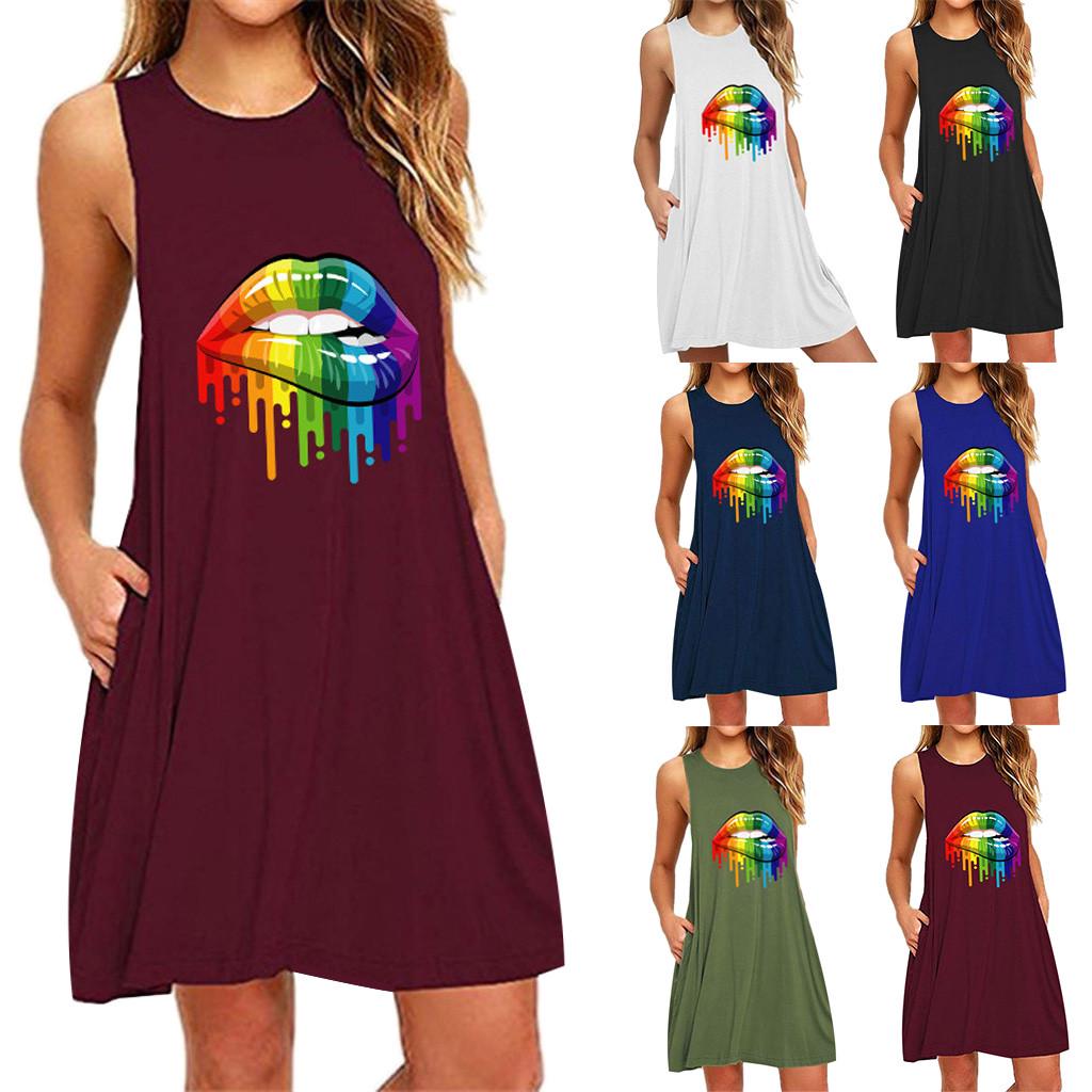 

Модные женские повседневные ночные рубашки без рукавов с карманным принтом