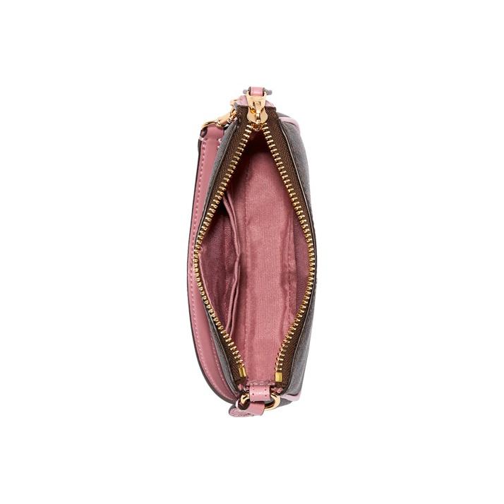 Coach Nolita 15 Classic Monogram Canvas And Leather Mahjong Bag Women Handbags Dark-Brown Pink C4580-IMRSH