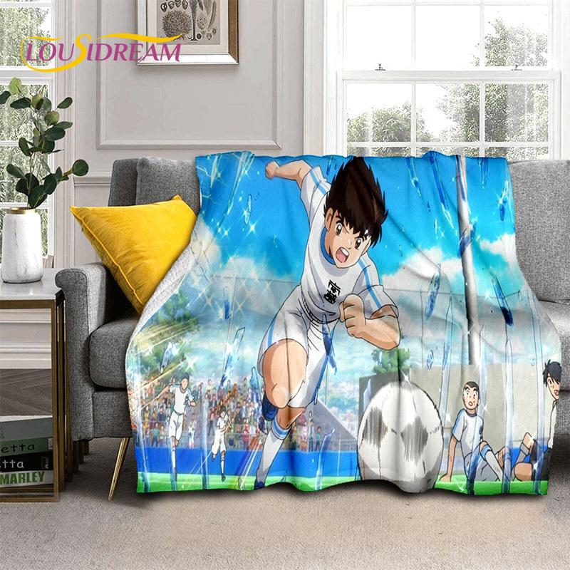 Cartoon Captain Tsubasa Fußball Weiche Flanelldecken, Überwurfdecke Bequeme Decke für Picknick Betten Sofa Zuhause Schlafzimmer Geschenke