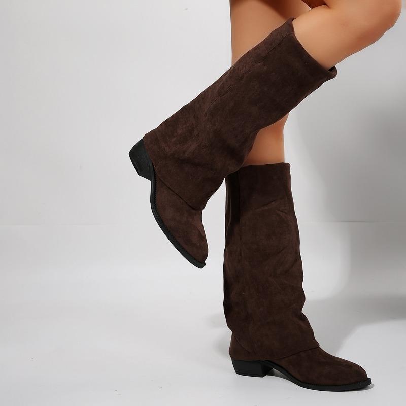 Retro Stiefeletten Damen Wildleder Herbst Winter Mittelhohe Stiefel Mode Lässig Bequeme Knöchelboots