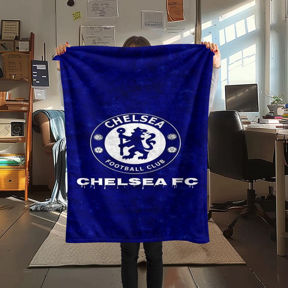 The Blues Logo Print FlAannel Blanket, High Quality Comfortable for All Seasons, Home Decor, Warmth and Comfort