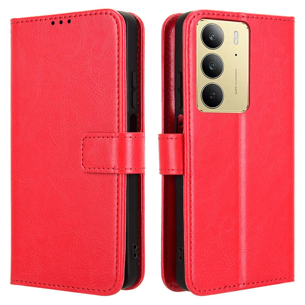 

Чехол для Realme 14x 5G/C75 4G/V60 Pro 5G, текстура «Crazy Horse», обложка-кошелек для телефона из ПУ кожи Red