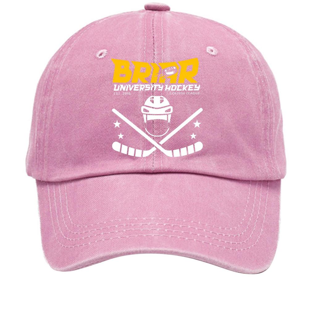 Washed Cotton Baseball Cap Vintage Soft Top Denim Hat Adjustable Strap Printed Design College League Sports Style Unstructured Fit