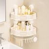 Plastic Suction Cup Triangle Storage Rack No Drilling Large Capacity Corner Storage Rack Rustproof Wall Mounted