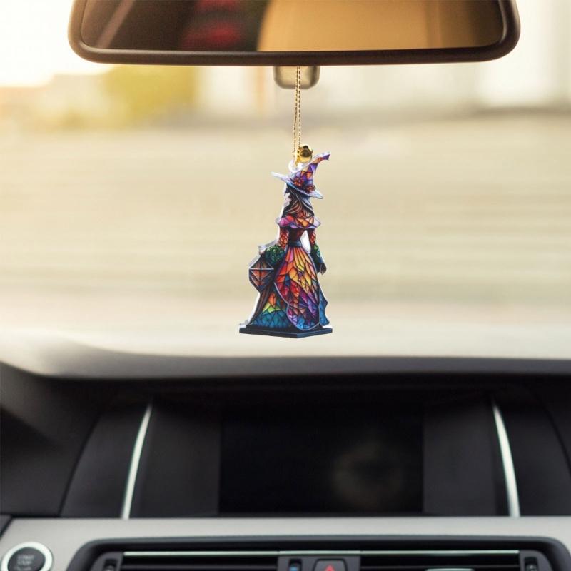 Car Mirror Hanging Accessories Halloween Witch Ornament Rearview Mirror Ornament Car Pendant Auto Interior Decoration