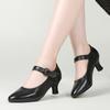 Women's Salsa Dance Shoes Women Latin Dance Shoes Genuine Leather Heels 6cm Black Soft Sole Party Ballroom Tango Dancing Shoes