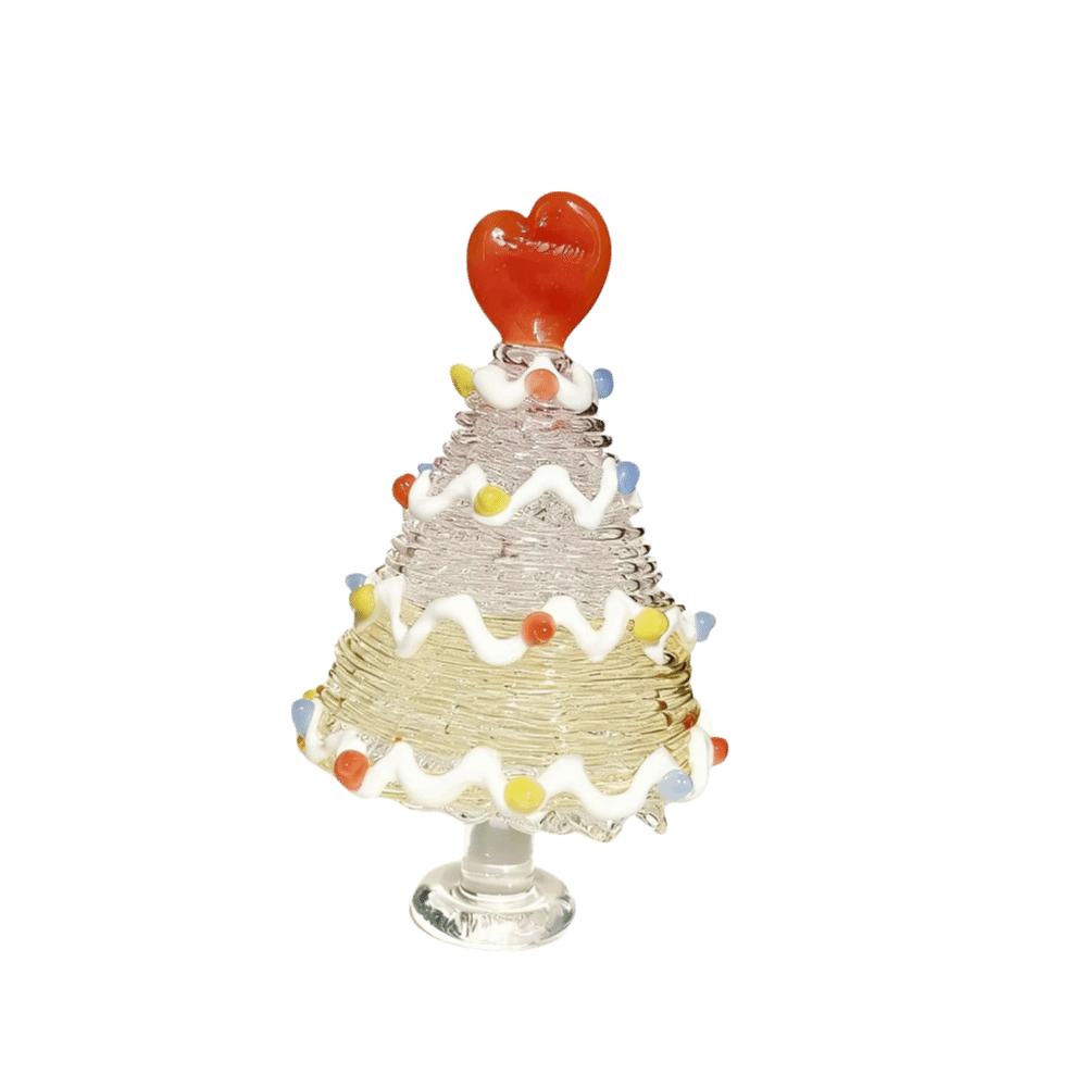 Home Decor Christmas Tree Figurines Brushed Glass Christmas Decoration Crystal Christmas Tree Gift