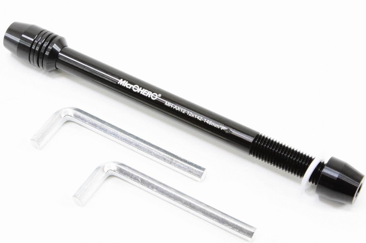 MicrOHERO Ultra-Lightweight Bicycle Roller Trainer Rear 12mm Thru Axle Adapter for Disc Brakes, 12mm x 142/148mm Hex Thru Axles, Compatible with Regul