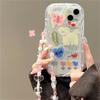 Korean Cute Graffiti Puppy Butterfly Love Heart Bracelet Phone Case For Iphone 14 13 12 11 Pro Max Clear Shockproof Soft Cover