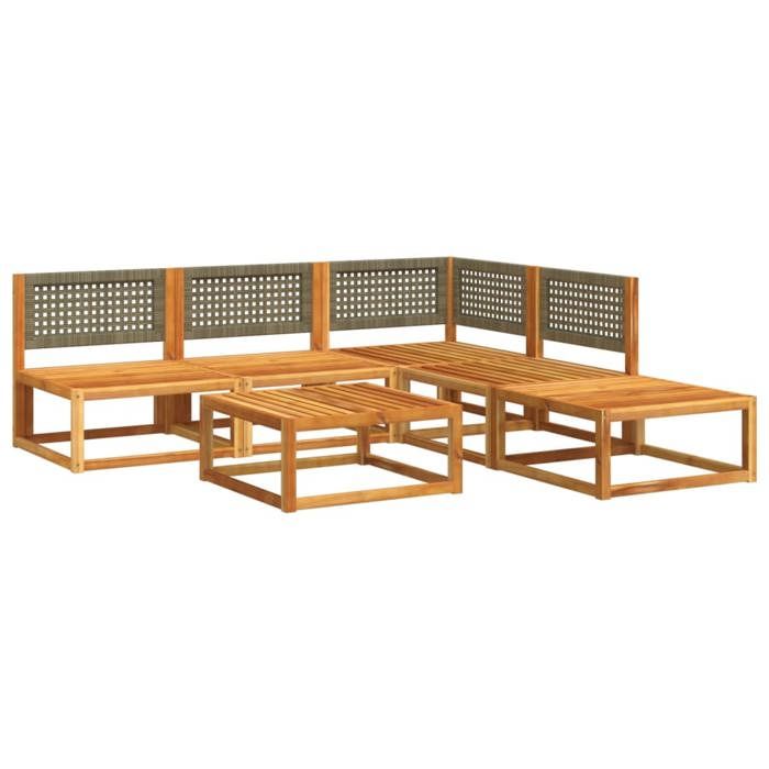 VidaXL Ensemble de canapés de jardin 6 pièces avec coussins en bois d'acacia et rotin 3278910