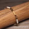 Picture Jasper Tiger Eye Tube Bead Bracelet – Copper Accent Boho Jewelry, Grounding Courage Gift for Men Women
