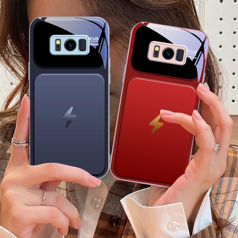 Gray background lightning For Samsung S25 S25 Edge S25Ultra S8 9 S10 20 U ltra S21 Pro 22 Plus S23 FE S24 Ultra Glass Phone Case