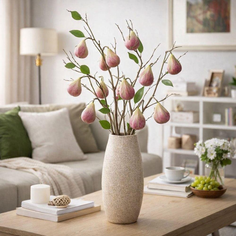 5 Heads Artificial Fig Branch with Leaves Plastic Fig Tree Branch Real Touch Exquisite Simulated Fruits Home Garden Decor