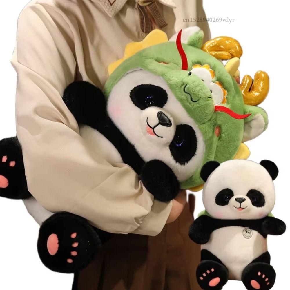 PP Cotton Transform Dragon Panda Doll Fluffy Cosplay Panda Dragon Stuffed Toy Children Girl