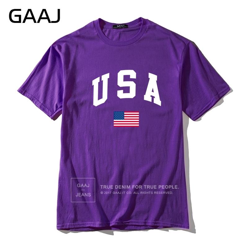 GAAJ USA America Flag Men T Shirt Top High Quality 100 Cotton Tshirts For Man Tshirt Printed Brand Clothing Casual Streetwear