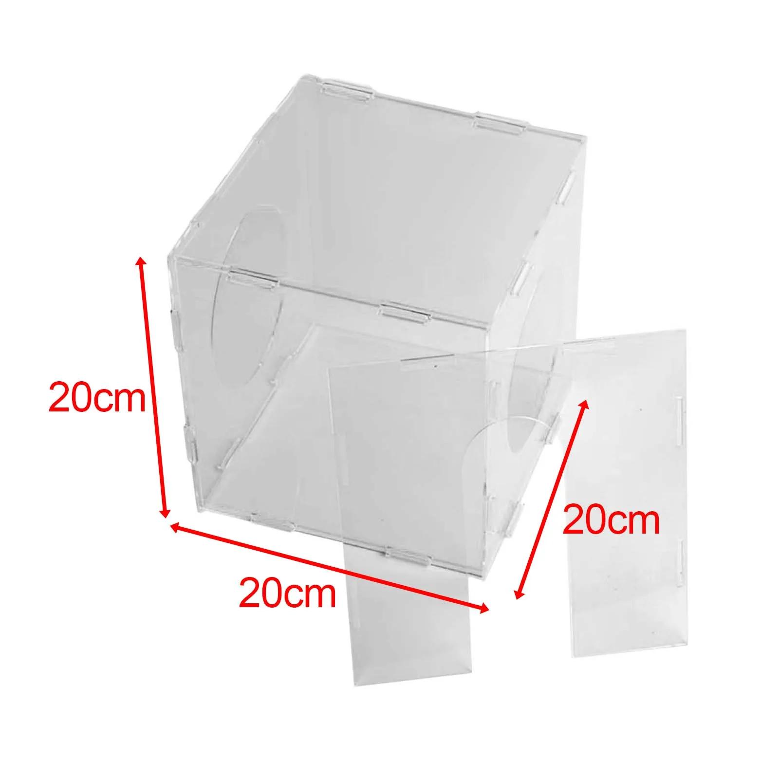 Grinding Dust Box Cover Acrylic Transparent with 2 Holes Dustproof Portable Dust Cage Dust Hood for Engraving Polishing Buffing
