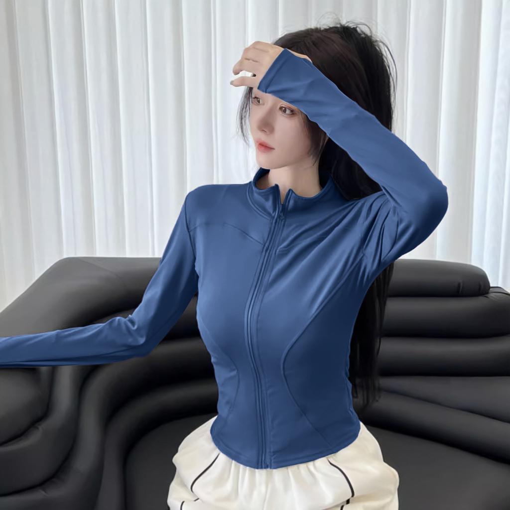 Sunscreen clothes, beautiful quick-drying clothes, sports jackets, women's tight-fitting exercise tops, yoga clothes, long sleeves, running training
