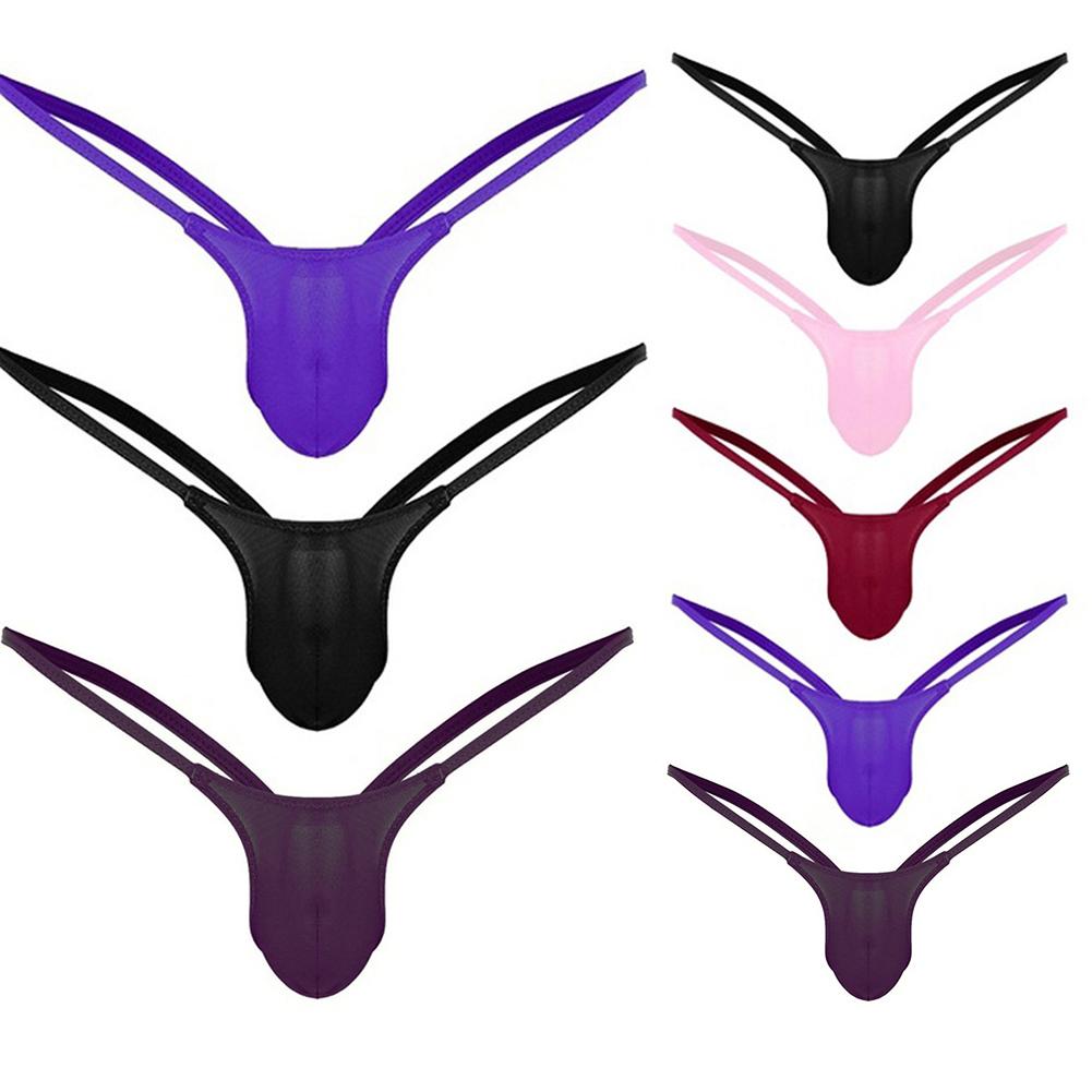 T-back Underwear Briefs Tanga Bulge pouch Knickers Low rise Solid Plus size