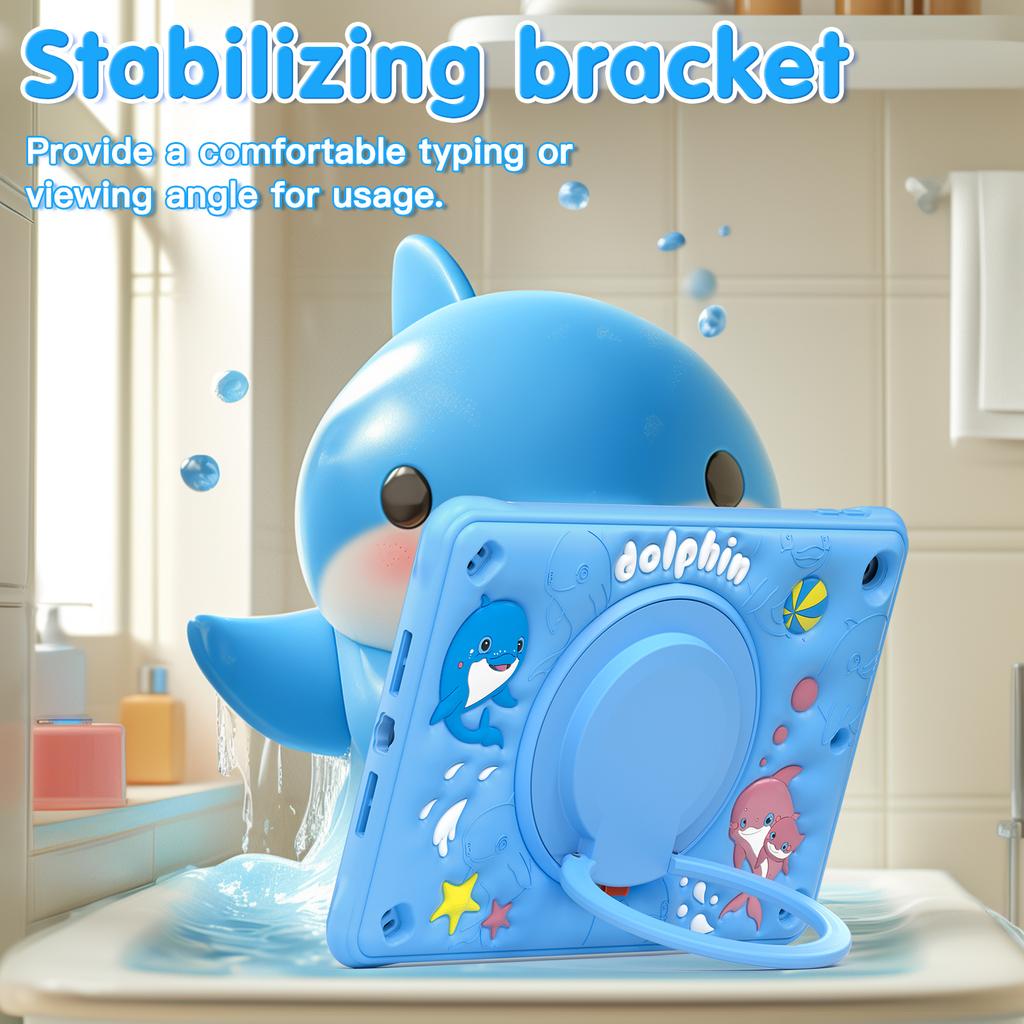 Handle Grip Case for IPad 10.2 2019 2020 2021 7th 8th 9th Generation 360 Rotating Stand Heavy Duty Cover Kids Cute Cartoon Funda