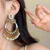 Rhinestone Tassel Water Droplet Earrings Beaded Tassel Exaggerated Tassel Earrings  Party