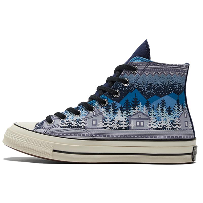 Converse 1970s Chuck Taylor All Star Christmas Print High Top Canvas Unisex Blue Grey