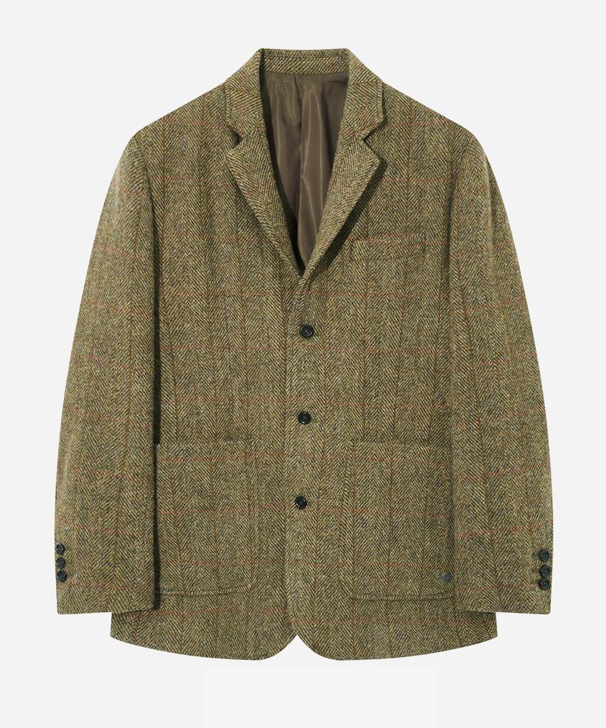 Yale Harris Tweed Pure Wool 3 Button Blazer Brown