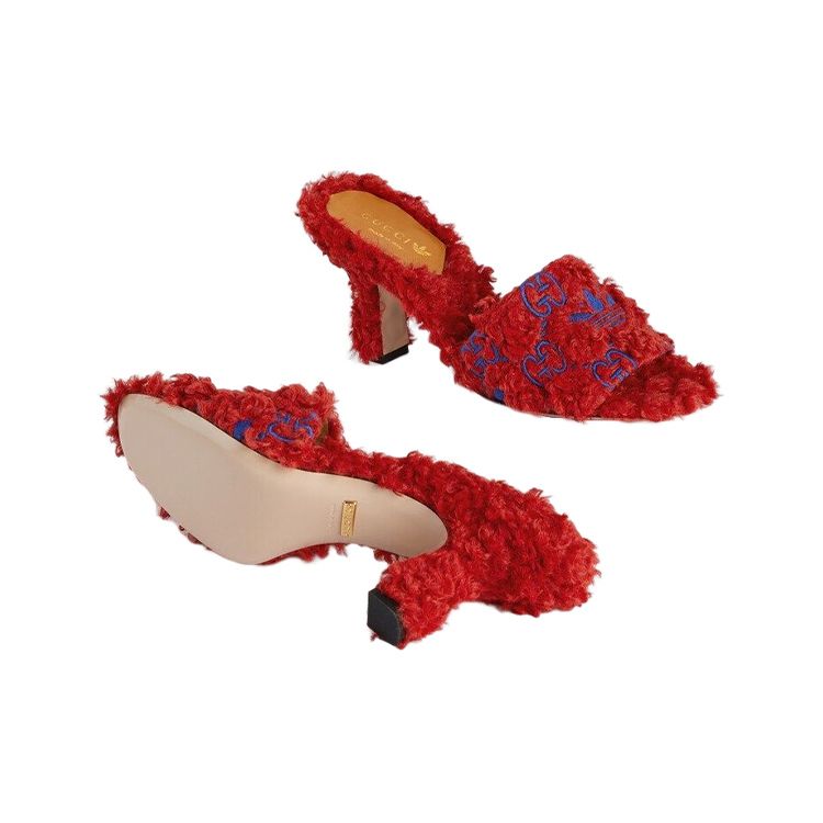 Adidas Originals Trefoil Series Comfortable High Heel Slide Sandals Women Footwear Red 722440 FAAV8 6003