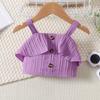 Mädchen Mode Anzug Sommer Kinder Casual Neckholder Top Offene Tasche Shorts mit Gürtel Anzug