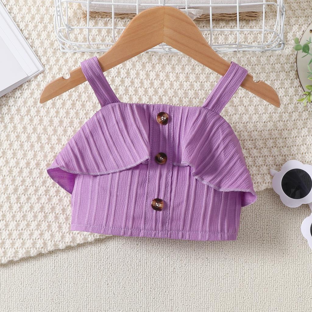 Mädchen Mode Anzug Sommer Kinder Casual Neckholder Top Offene Tasche Shorts mit Gürtel Anzug