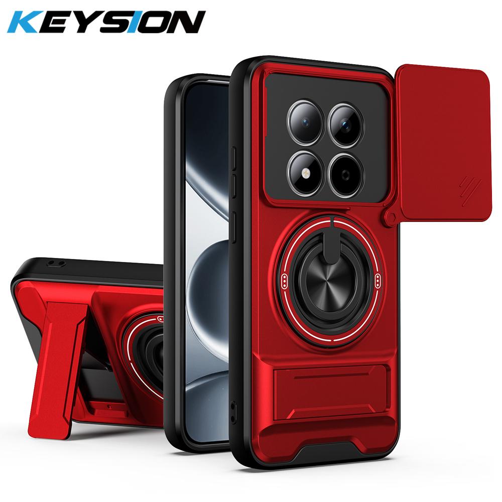 KEYSION Magnetic Phone Case for Redmi Note 15 Pro+ 5G 15 Pro 4G 5G Slide Camera Protection Upright Kickstand Ring Shockproof Back Cover