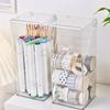 Transparent Acrylic Desktop Organizer: Pen & Brush Holder