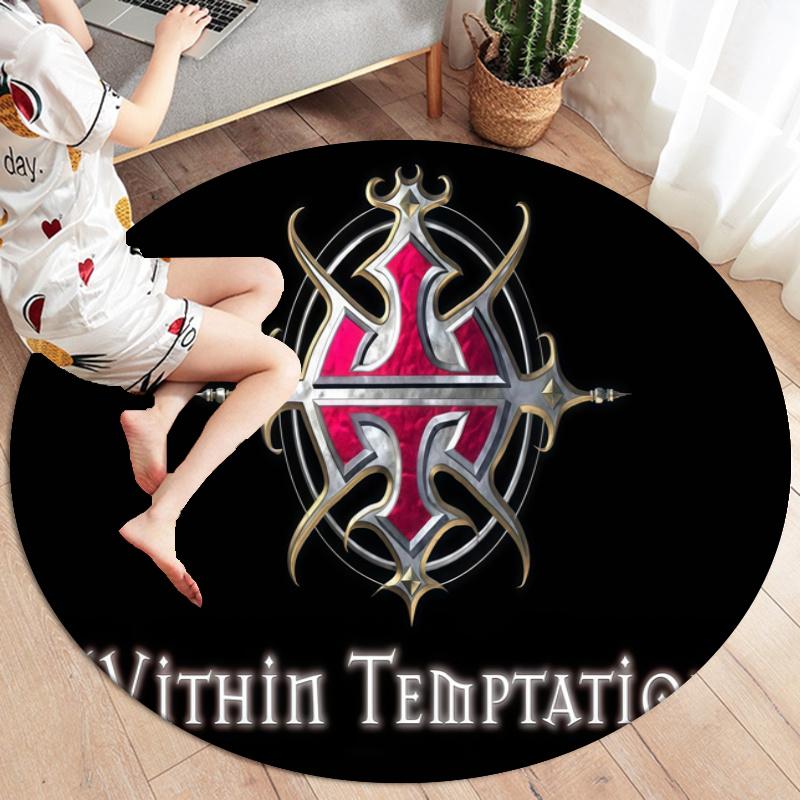 Within Temptation Round Area Rug,Carpet Rug for Living Room Bedroom Sofa Playroom Decor,Non-slip Floor Mat