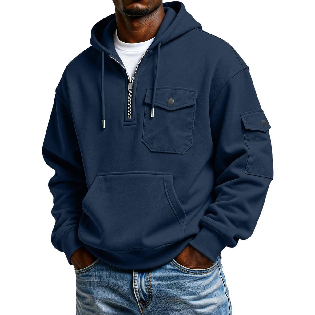 Men's Solid Color Sweatshirt Hoodie Men's Sports Large Size Casual Sweatshirt