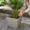 Sturdy Patio Plant Holder Square Plastic Flower Pot Stone-Look Planter with Drainage Hole Modern Trapezoid Pot for Indoor Outdoor Plants,