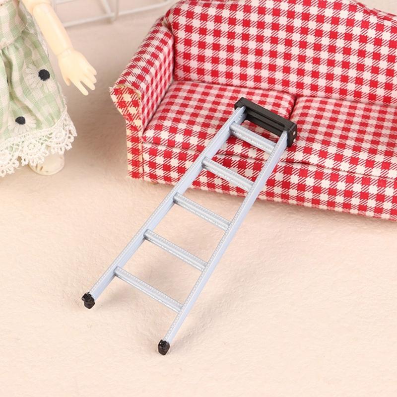 Doll House Ladder 1/12 Miniature Furniture Toy Doll House Accessory for Kids Pretend Play Craft Model Project Decoration