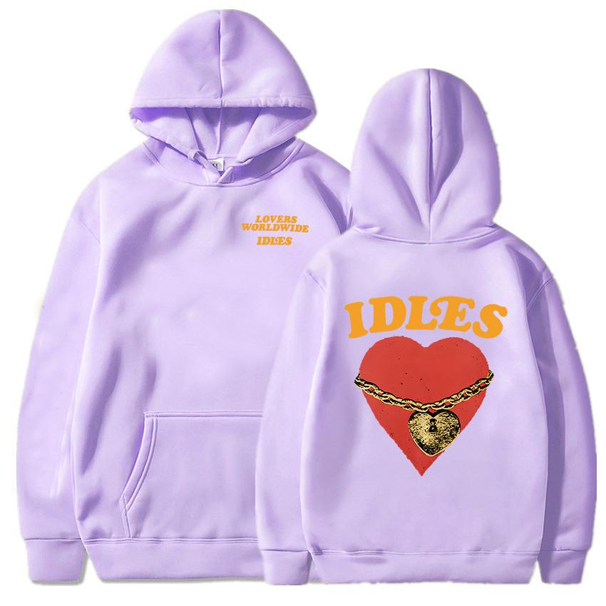 IDLES LOCKED HEART HOODIE Długi Rękaw Moda Męskie Bluzy z Kapturem Unisex Streetwear Zespół Punkowy Hip Hopowe Pulowery Ubrania Męskie