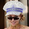 Jeweled Crystal Captain Hat Bride Hat Sailors Hat for Bachelorette Party Headwear Headgear for Club Stage